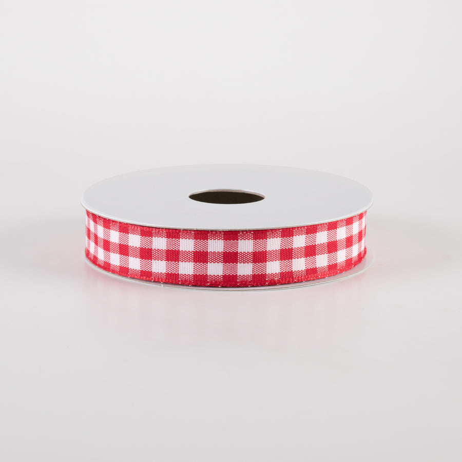 5/8" Classic Check Ribbon: Red & White (10 Yards)