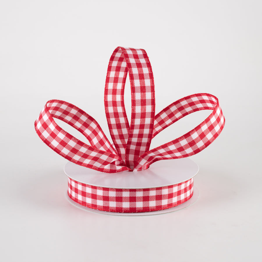 5/8" Classic Check Ribbon: Red & White (10 Yards)