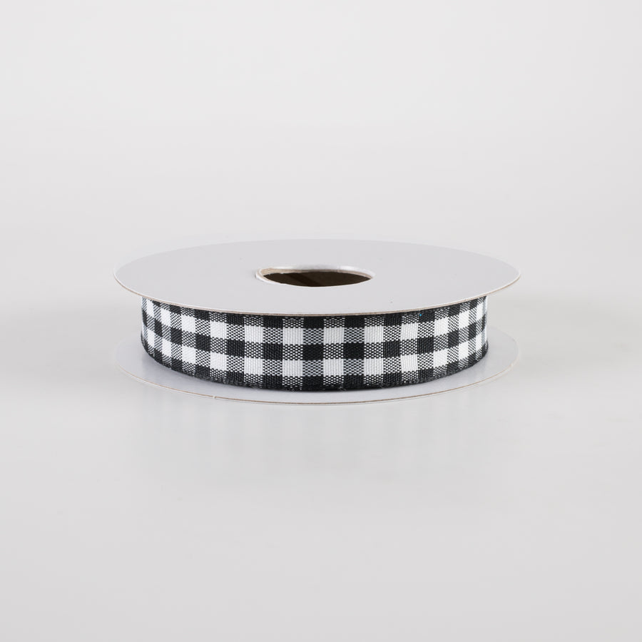 5/8" Classic Check Ribbon: Black & White (10 Yards)