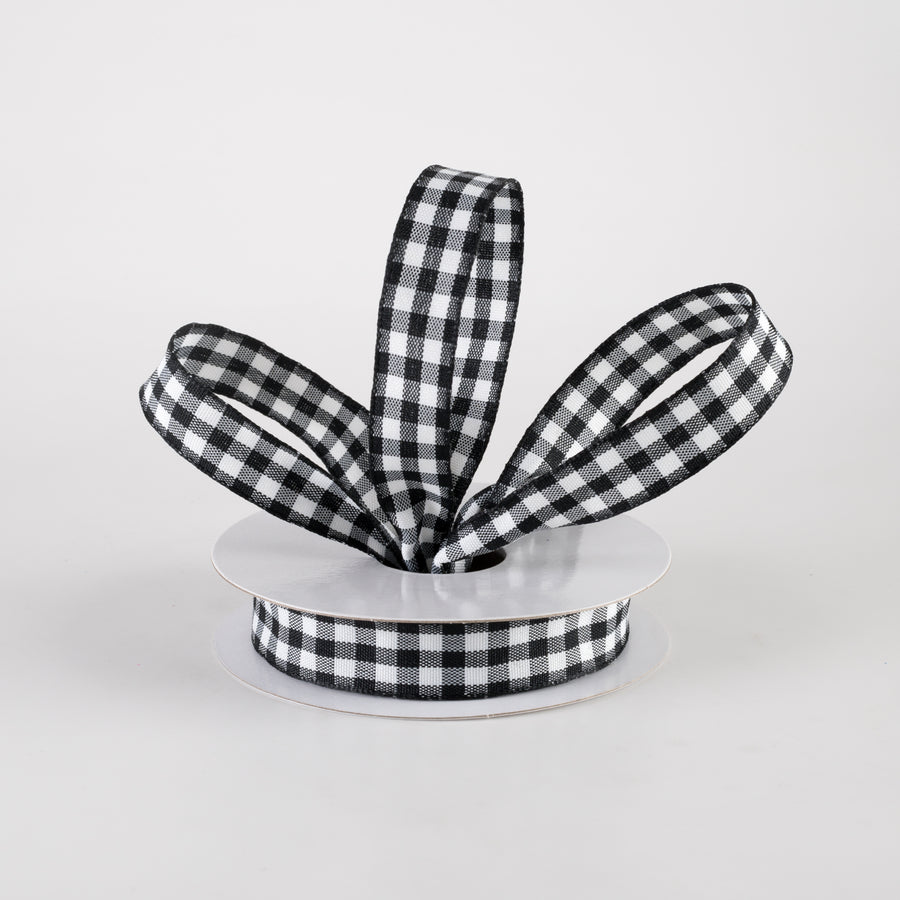 5/8" Classic Check Ribbon: Black & White (10 Yards)