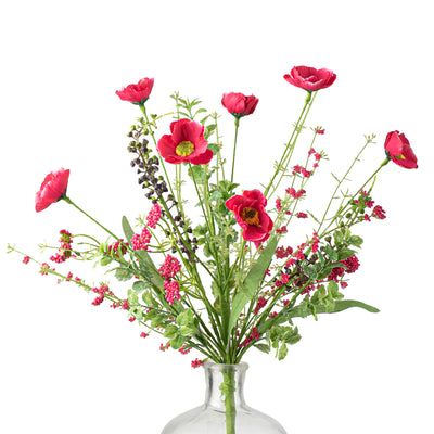 21" Poppy Flower Spray: Fuchsia Pink