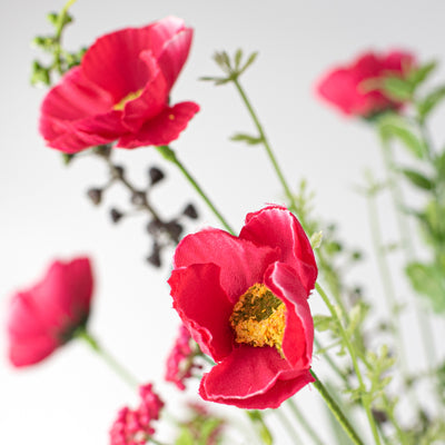 21" Poppy Flower Spray: Fuchsia Pink