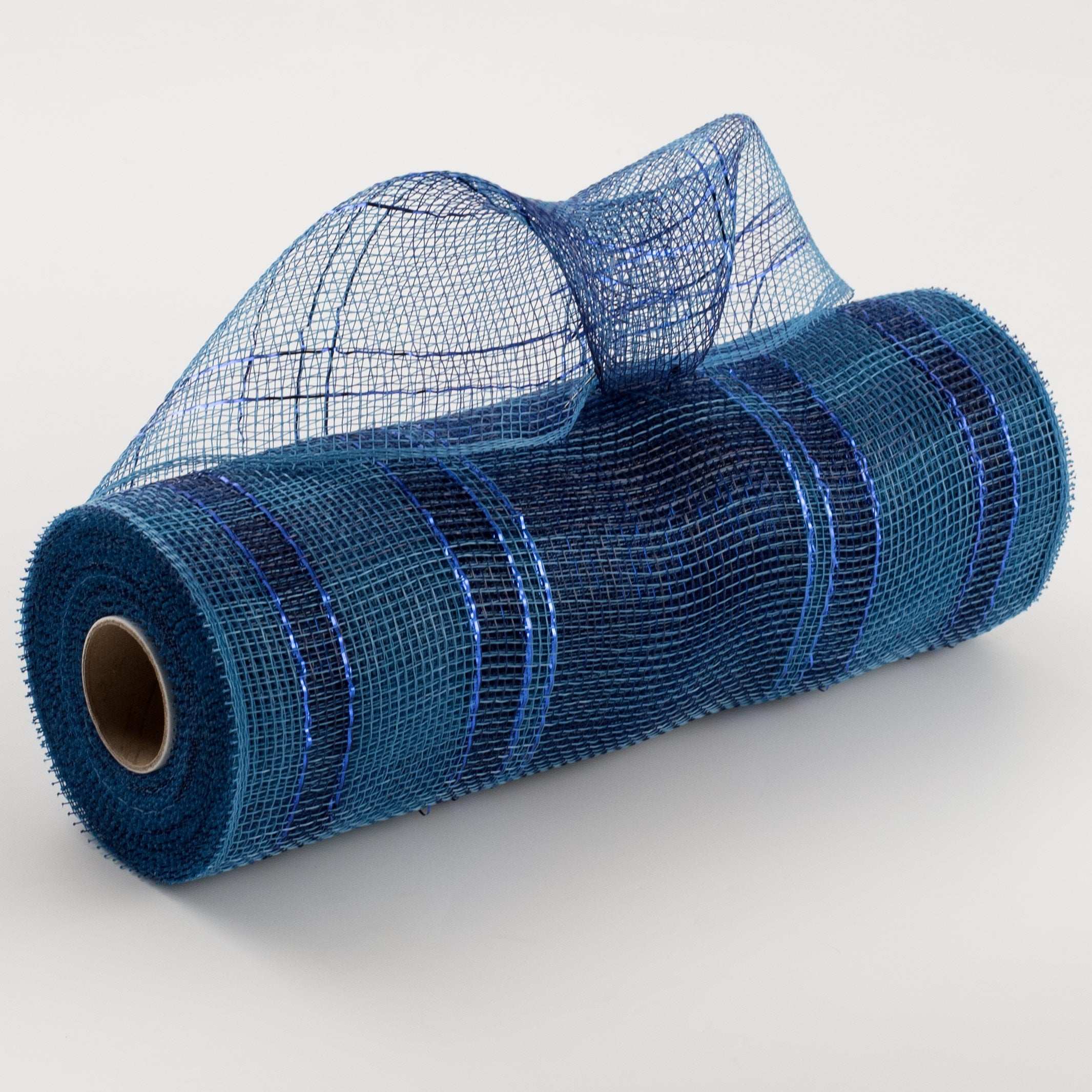 10" Plaid Metallic Mesh: Navy, Royal Blue, Teal