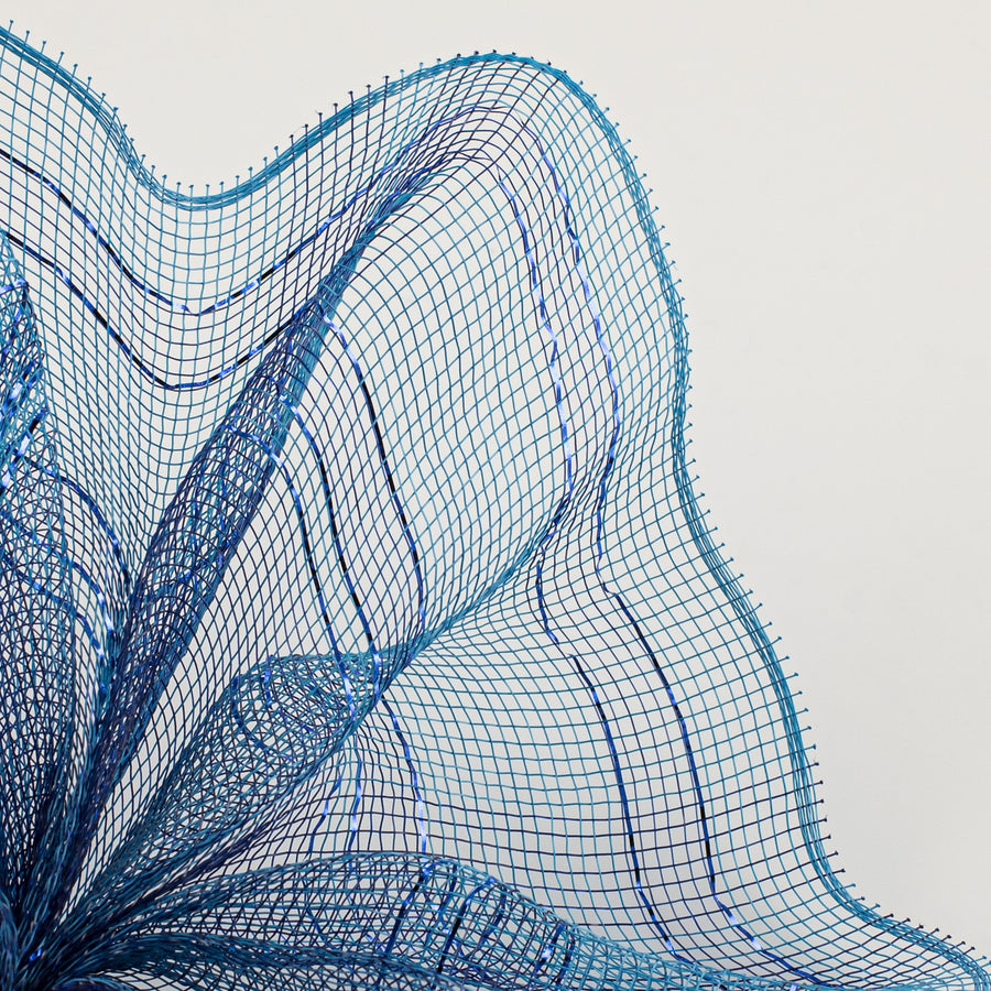 10" Plaid Metallic Mesh: Navy, Royal Blue, Teal