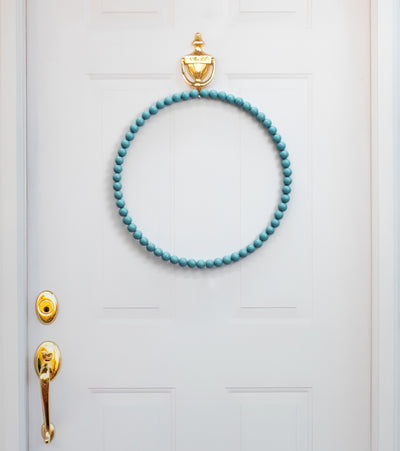 17.75" Wood Bead Wreath: Smoke Blue