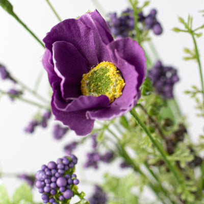 21" Poppy Flower Spray: Purple