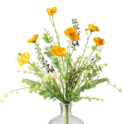 21" Poppy Flower Spray: Yellow