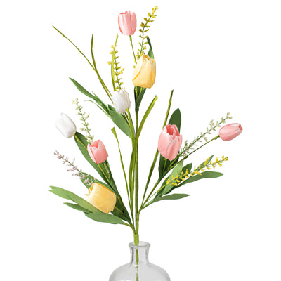 32" Tulip Spray: Pink, Yellow, White