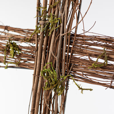 27" Moss Natural Twig Cross Pick
