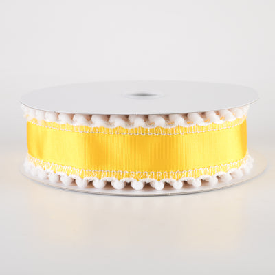1.5" Snowball Edge Ribbed Satin Ribbon: Yellow (10 Yards)