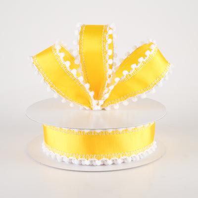 1.5" Snowball Edge Ribbed Satin Ribbon: Yellow (10 Yards)