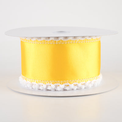 2.5" Snowball Edge Ribbed Satin Ribbon: Yellow (10 Yards)