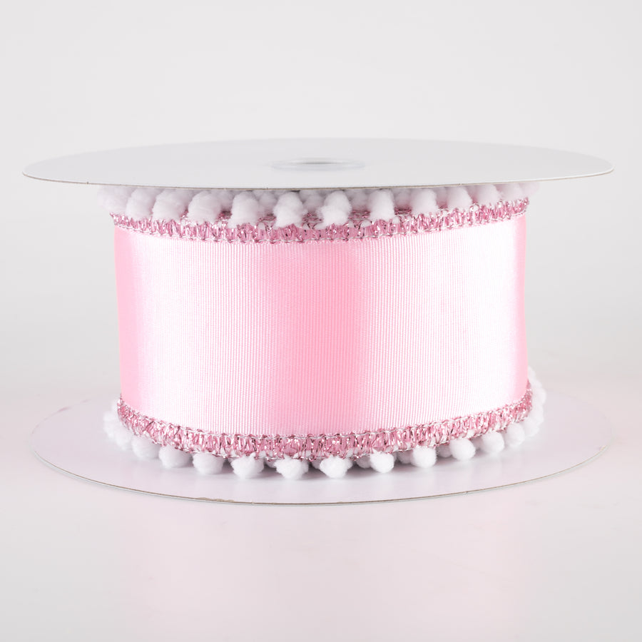 2.5" Snowball Edge Ribbed Satin Ribbon: Pink (10 Yards)
