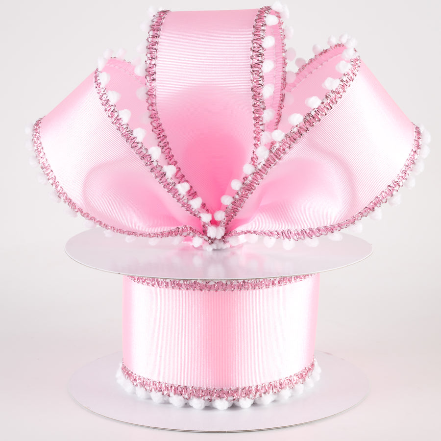 2.5" Snowball Edge Ribbed Satin Ribbon: Pink (10 Yards)