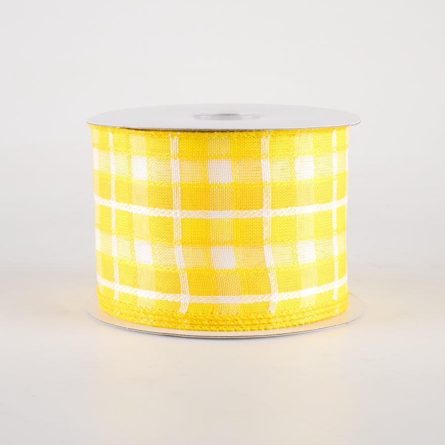 2.5" Kentini Plaid Ribbon: Yellow & White (10 Yards)