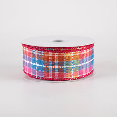 1.5" Kennedy Plaid Ribbon: Fiesta (10 Yards)