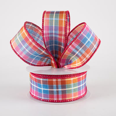 1.5" Kennedy Plaid Ribbon: Fiesta (10 Yards)