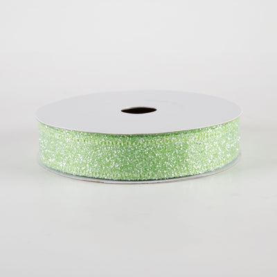 7/8" Candy Glittered Satin Ribbon: Lime Green (10 Yards)
