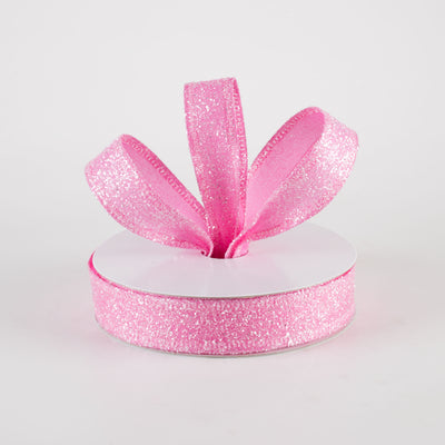 7/8" Candy Glittered Satin Ribbon: Fuchsia Hot Pink (10 Yards)