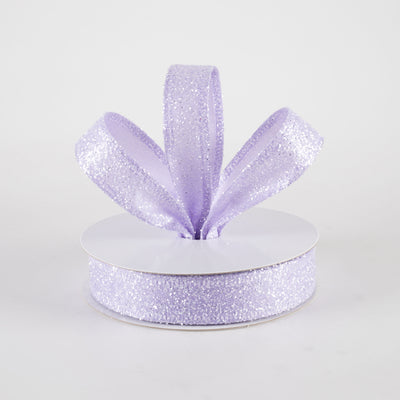 7/8" Candy Glittered Satin Ribbon: Lavender (10 Yards)