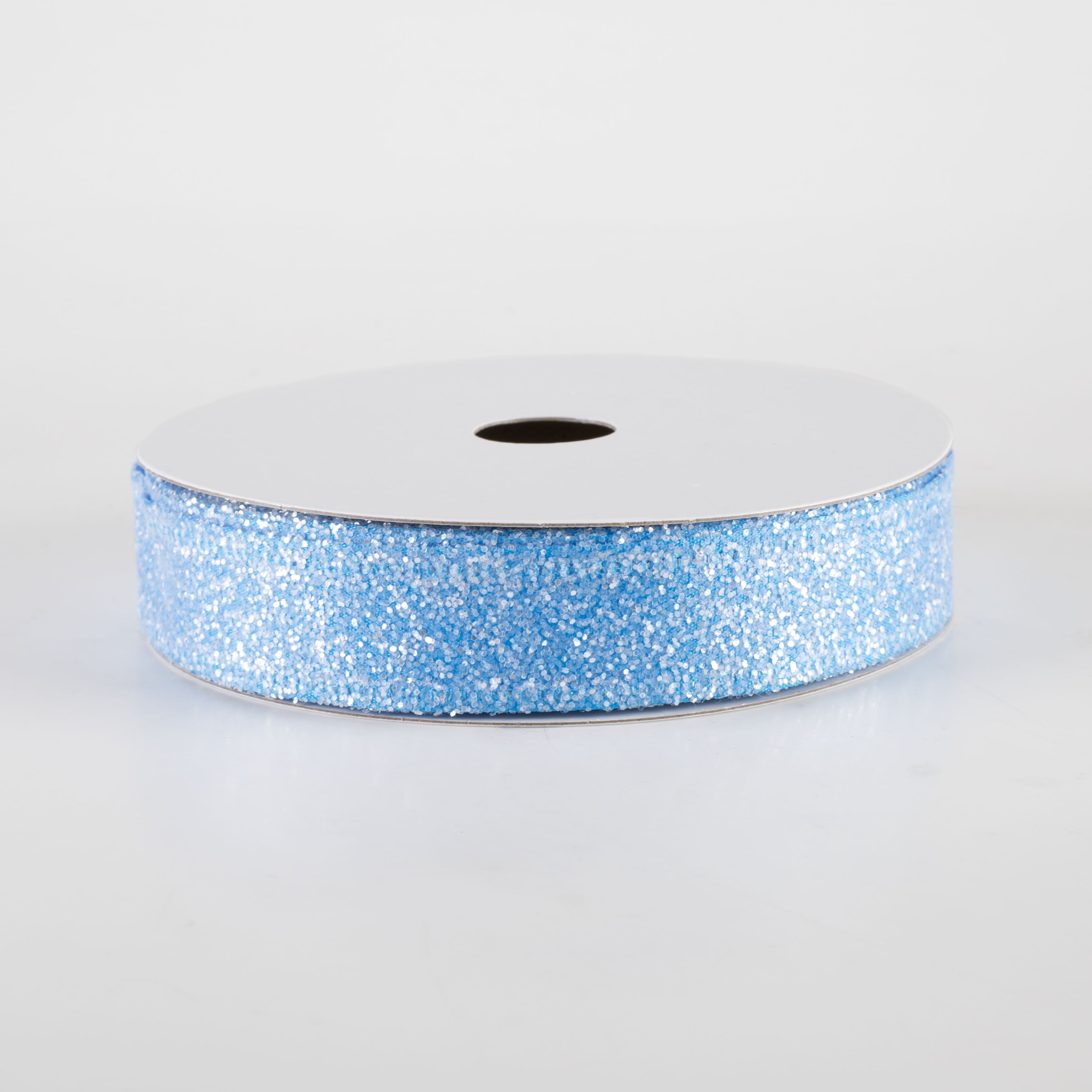 7/8" Candy Glittered Satin Ribbon: Turquoise Blue (10 Yards)