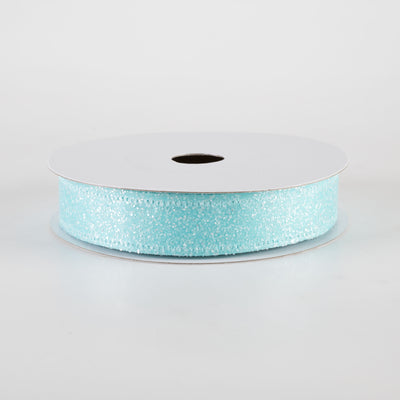 7/8" Candy Glittered Satin Ribbon: Aqua Blue (10 Yards)