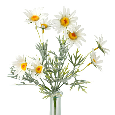 15" Daisy & Leaves Pick: White