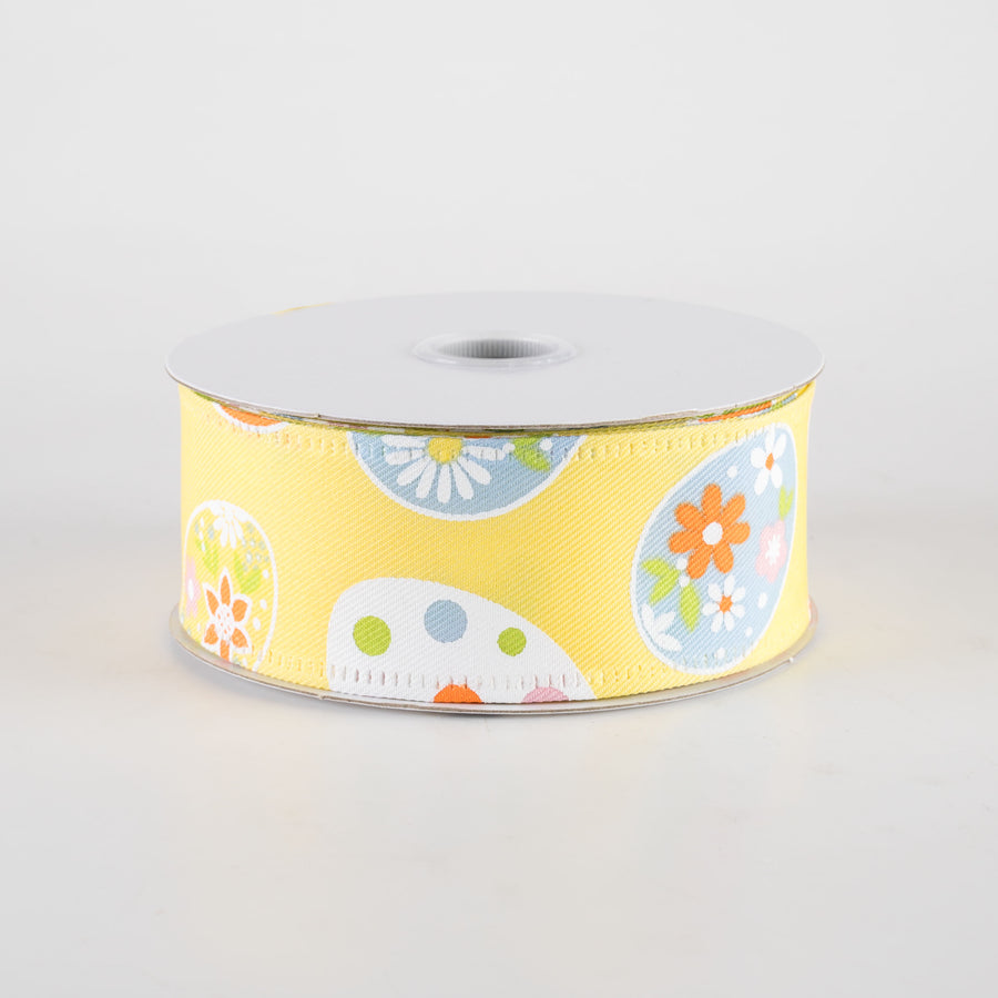1.5" Daisy Eggs Ribbon: Light Yellow (10 Yards)