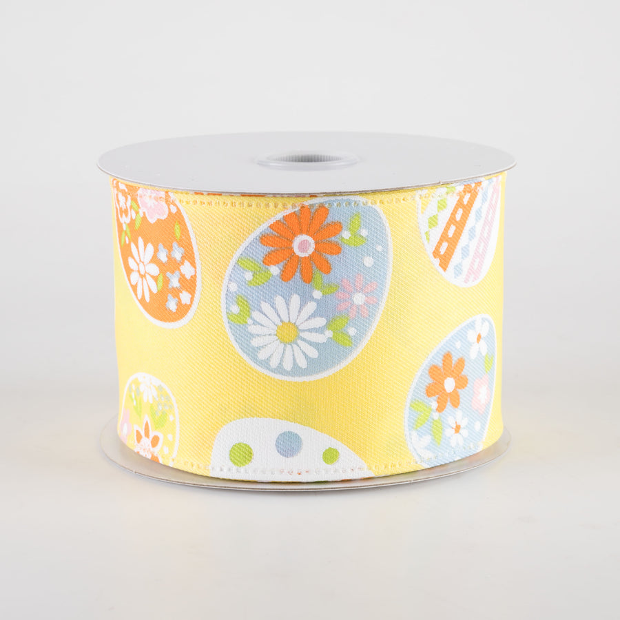 2.5" Daisy Eggs Ribbon: Light Yellow (10 Yards)