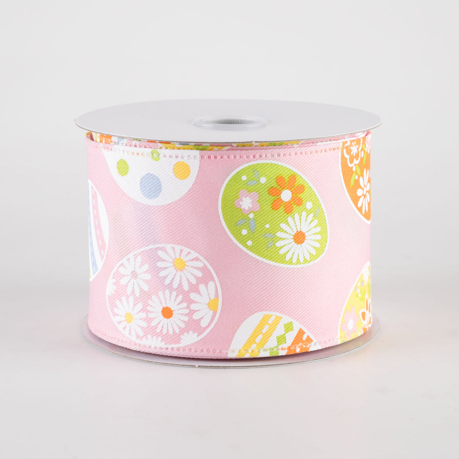 2.5" Daisy Eggs Ribbon: Pink (10 Yards)