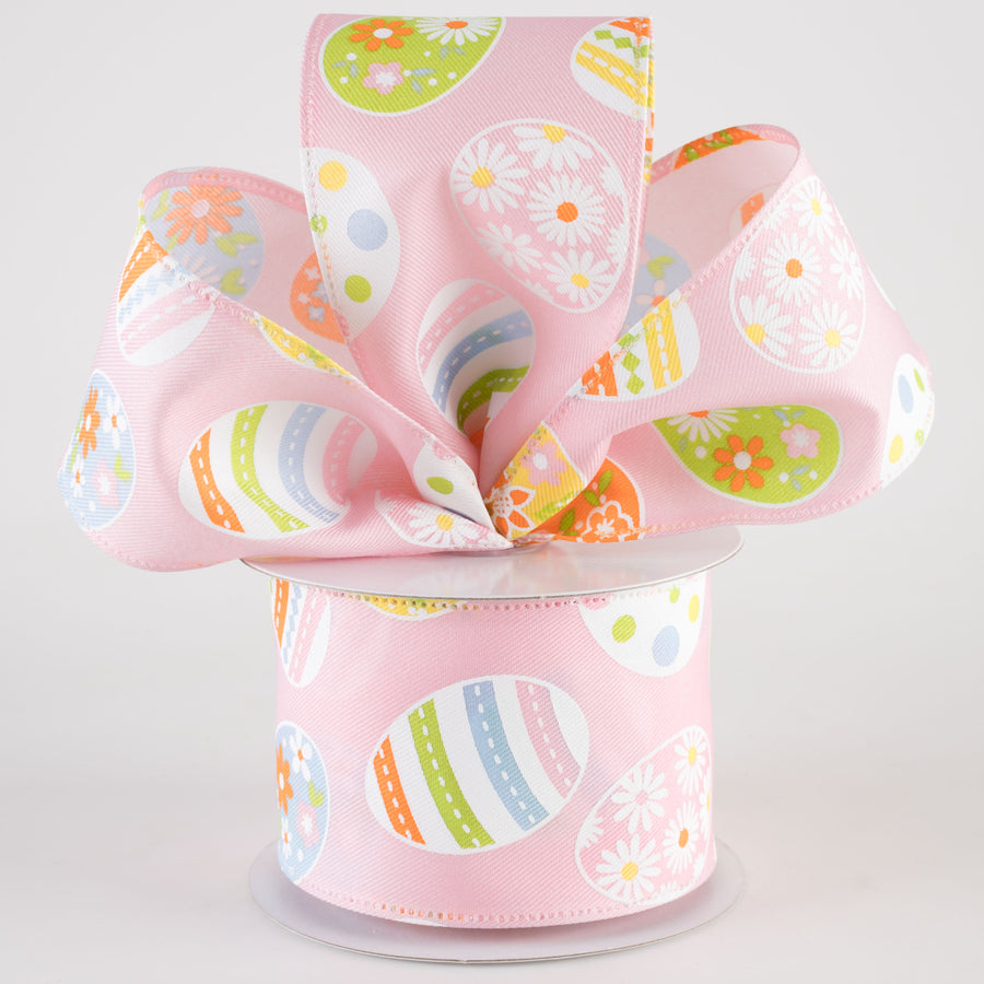 2.5" Daisy Eggs Ribbon: Pink (10 Yards)