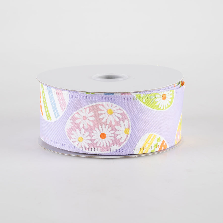 1.5" Daisy Eggs Ribbon: Lavender (10 Yards)