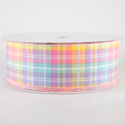 2.5" Kennedy Plaid Ribbon: Pastel (50 Yards)