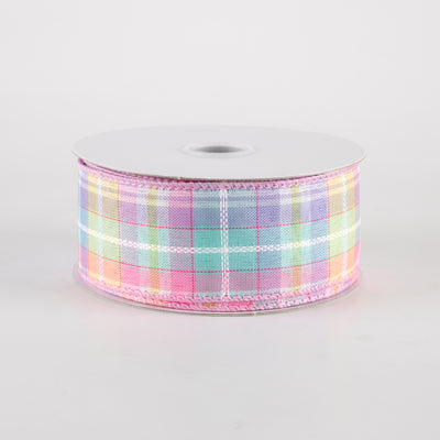 1.5" Kennedy Plaid Ribbon: Pastel (10 Yards)