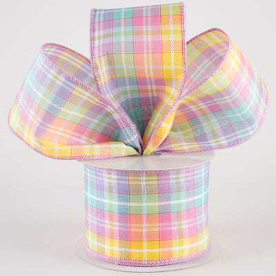 2.5" Kennedy Plaid Ribbon: Pastel (10 Yards)