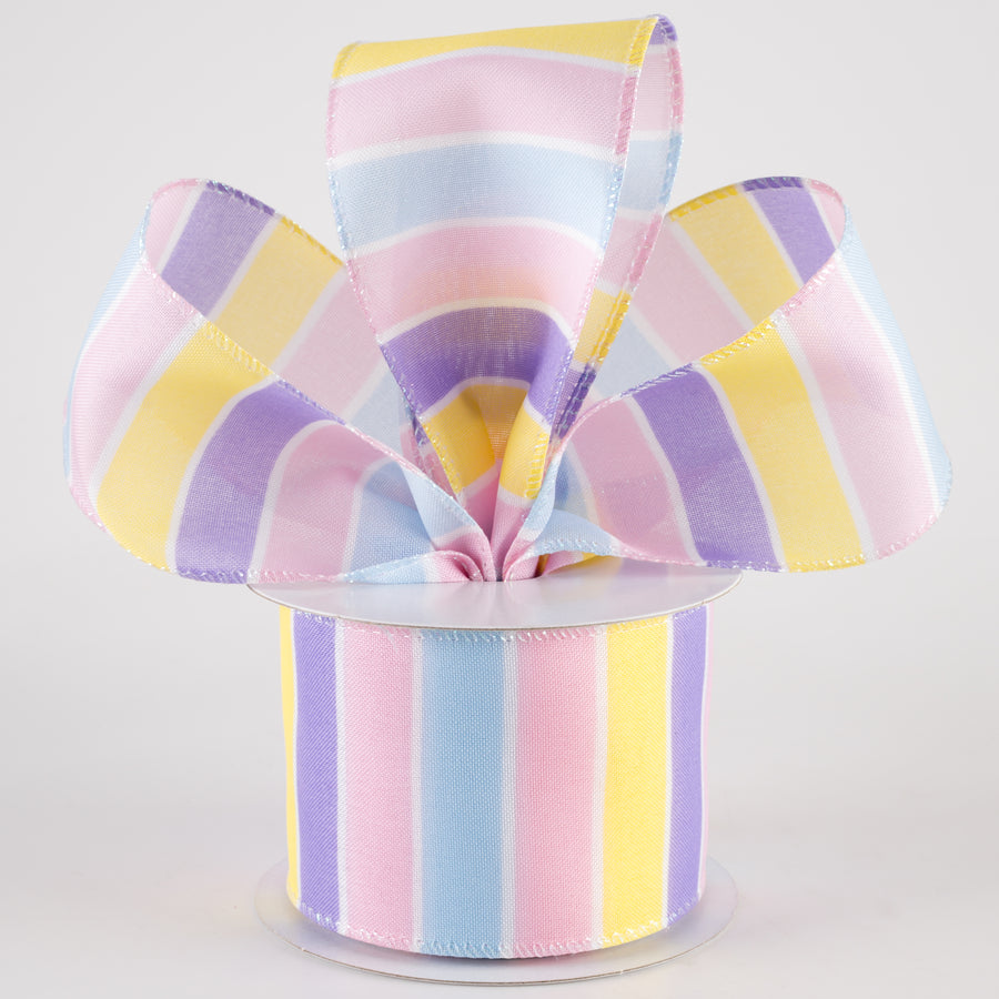2.5" Florida Stripe Ribbon: Pastel (10 Yards)