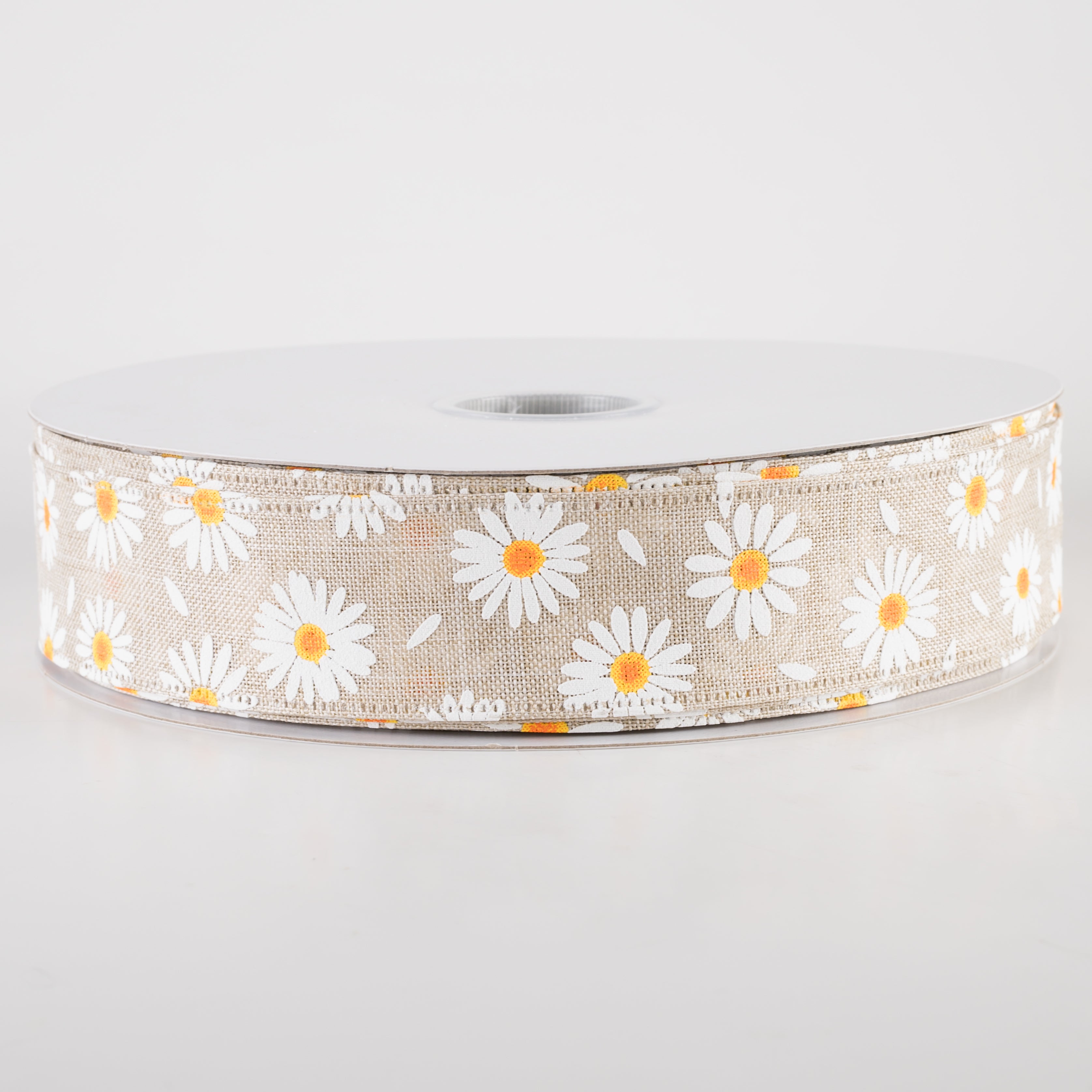 1.5" Linen Daisies & Petals Ribbon: Natural (50 Yards)