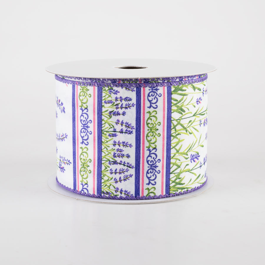 2.5" Satin Lavender Stems Garden Ribbon (10 Yards)