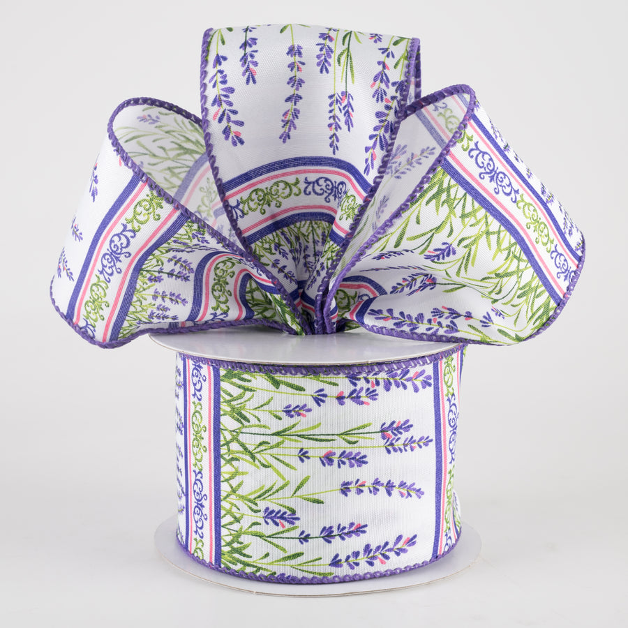 2.5" Satin Lavender Stems Garden Ribbon (10 Yards)