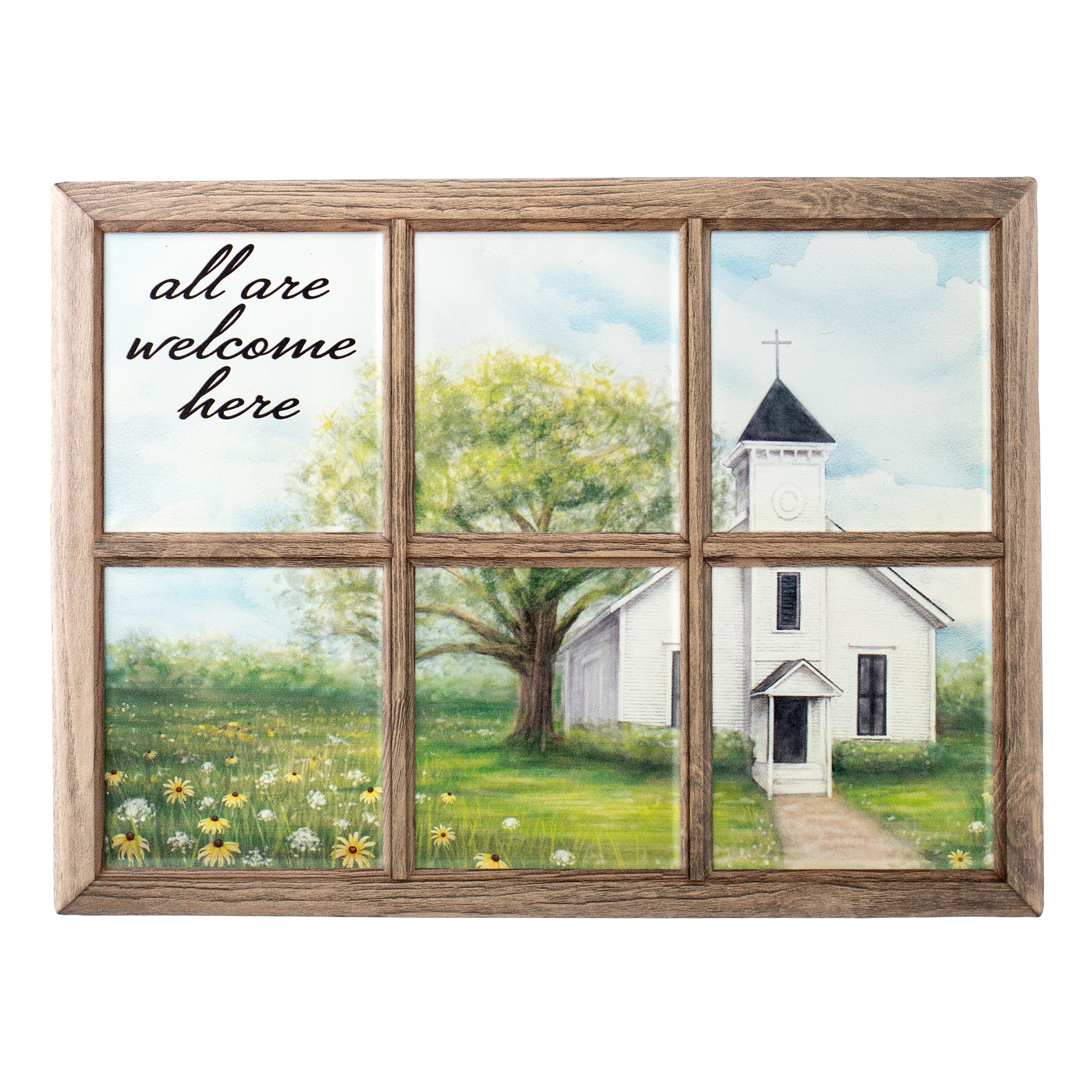12" All Are Welcome Church Window Sign