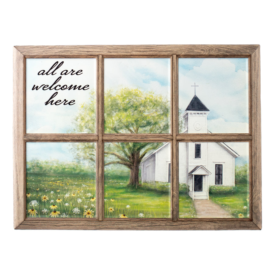 12" All Are Welcome Church Window Sign