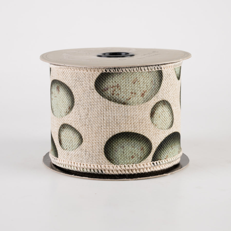 [D Stevens] 2.5" Faux Linen Printed Robin Eggs Ribbon (10 Yards)