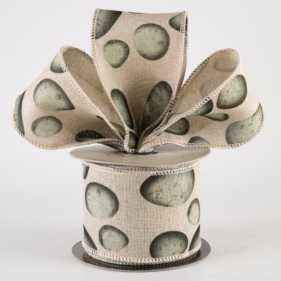 [D Stevens] 2.5" Faux Linen Printed Robin Eggs Ribbon (10 Yards)