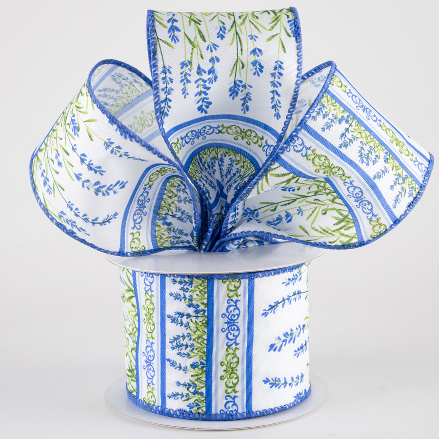 2.5" Satin Bluebonnet Stems Garden Ribbon (10 Yards)