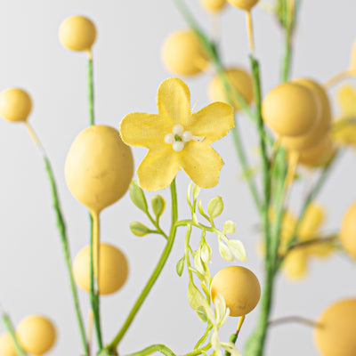 26" Egg, Berry & Flower Spray: Yellow