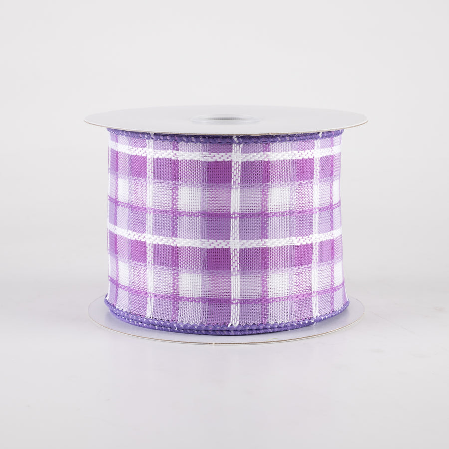 2.5" Kentini Plaid Ribbon: Lavender & White (10 Yards)