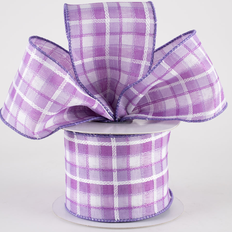 2.5" Kentini Plaid Ribbon: Lavender & White (10 Yards)