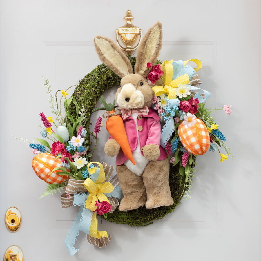 6" Gingham Egg Ornament: Orange