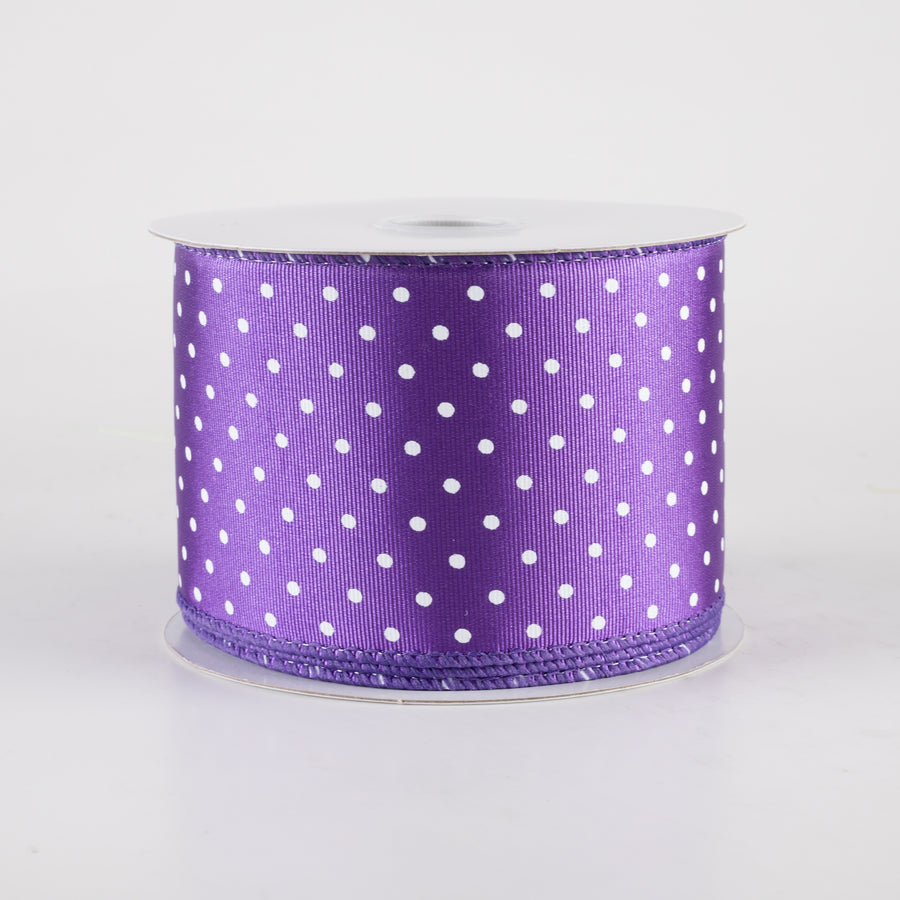 2.5" Ribbed Satin Microdots Ribbon: Purple (10 Yards)