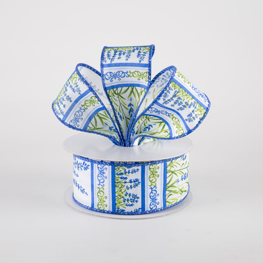 1.5" Satin Bluebonnet Stems Garden Ribbon (10 Yards)